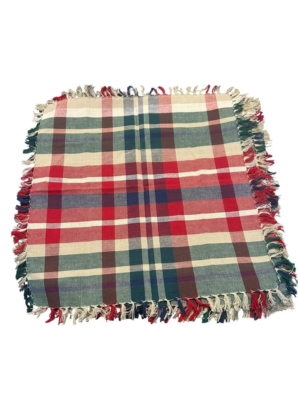 Vintage Red Plaid Cloth Napkins, 13” Hand Made, Qty 5